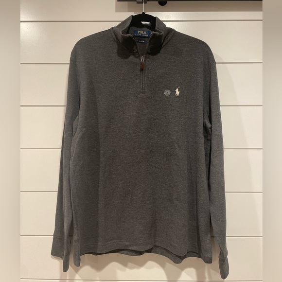 Polo by Ralph Lauren Cotton Rib Zip Sweater. Gray. M - Picture 1 of 4